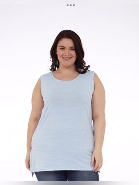 DKR Plus (Full Figure) Melange Tank Top with Side Slits